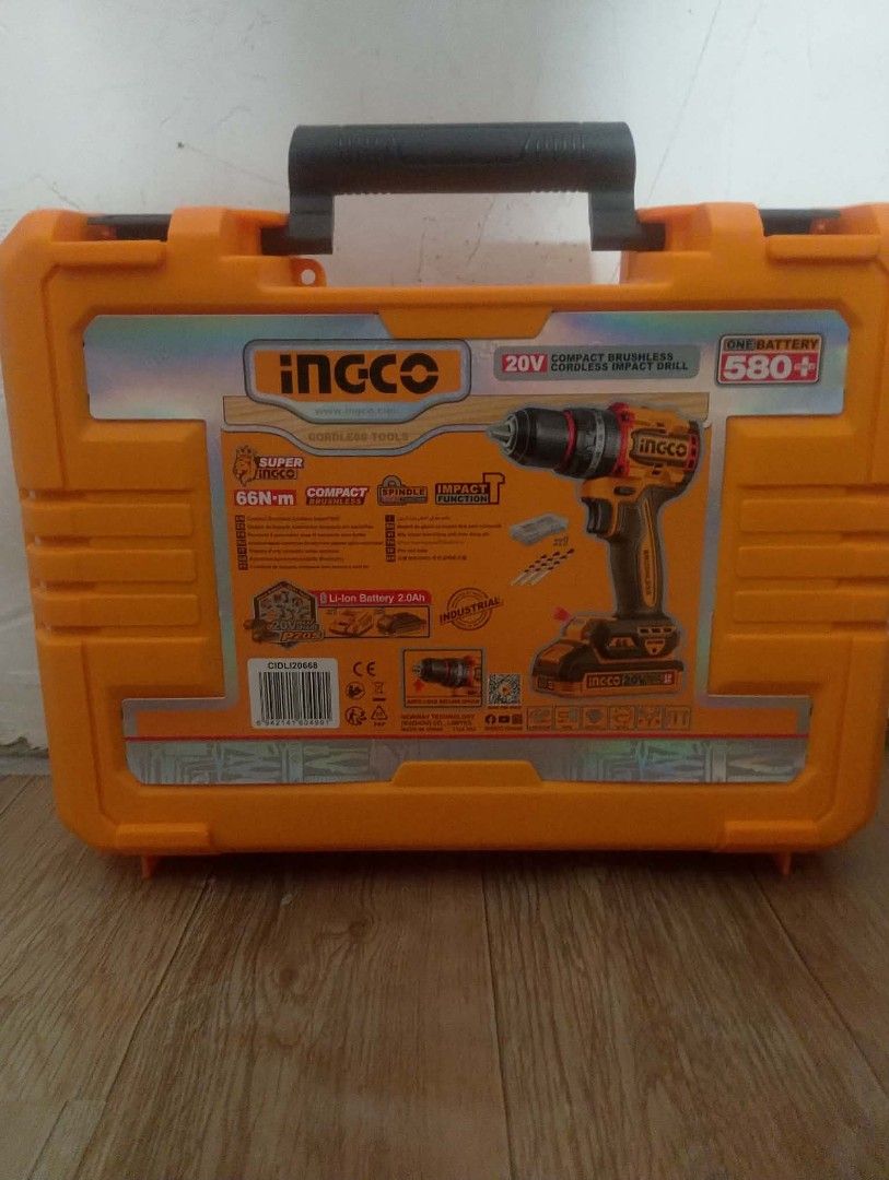 INGCO 20V Cordless Brushless Impact Drill Set (Category: Construction Tools & Equipment) located in Quezon City. Submitted by jey22 (Listing ID 1460556659, Image 2). Description: PRICE: ₱4000 DESCRIPTION: For Sale: Original INGCO 20V Brushless Cordless Impact Drill Set (Model: CIDLI20668). BRAND NEW / NEVER USE 66nm ₱4000 / 55nm ₱3800 Mas matipid sa kuryente at mas matibay dahil BRUSHLESS MOTOR na! May hammer function para sa pagbubutas ng sement