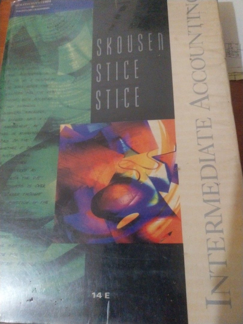 Intermediate Accounting Textbook by Skousen, Stice, Stice (Category: Textbooks) located in Paranaque City. Submitted by riccsmars (Listing ID 1460509680, Image 1). Description: - Intermediate Accounting textbook by Skousen, Stice, Stice - Covers accounting cycles and financial statements - Packed with practice problems and examples - Ideal for accounting students - Some pages have handwritten notes and markings.