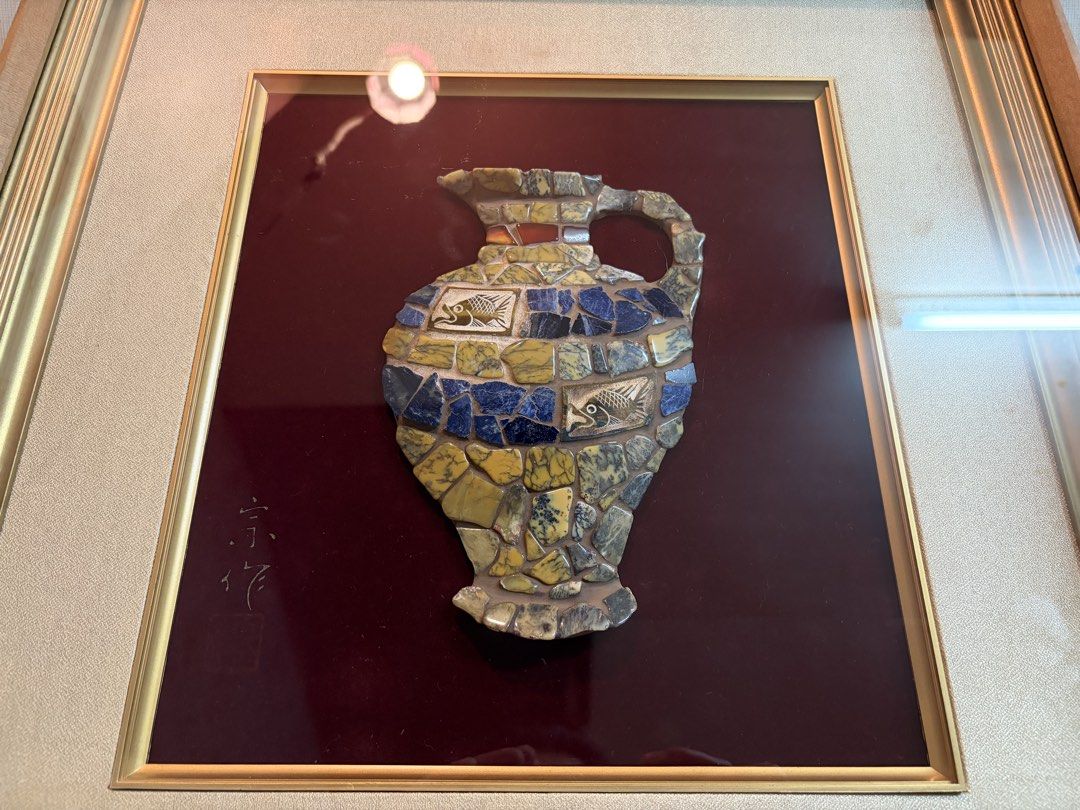 Japanese Pique-assiette Mosaic Wall Frame (Category: Wall Decor) located in Quezon City. Submitted by WasalakTwo (Listing ID 1460668986, Image 3). Description: Bought in Japan Made on natural stones Rare and hard to come by Goodcondition 45cm x 42cm Open for delivery nationwide.