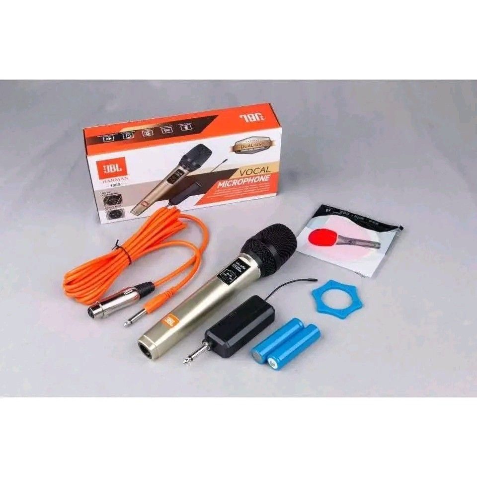 JBL Dual Channel Wireless Vocal Microphone System (Category: Microphones) located in Manila. Submitted by marvieobordo (Listing ID 1460520520, Image 1). Description: - JBL Wireless Microphone Set - Includes 1 microphones, receiver, and all necessary cables - Batteries are included - Ideal for karaoke nights and live performances - Tested and confirmed working - Ready for immediate use.