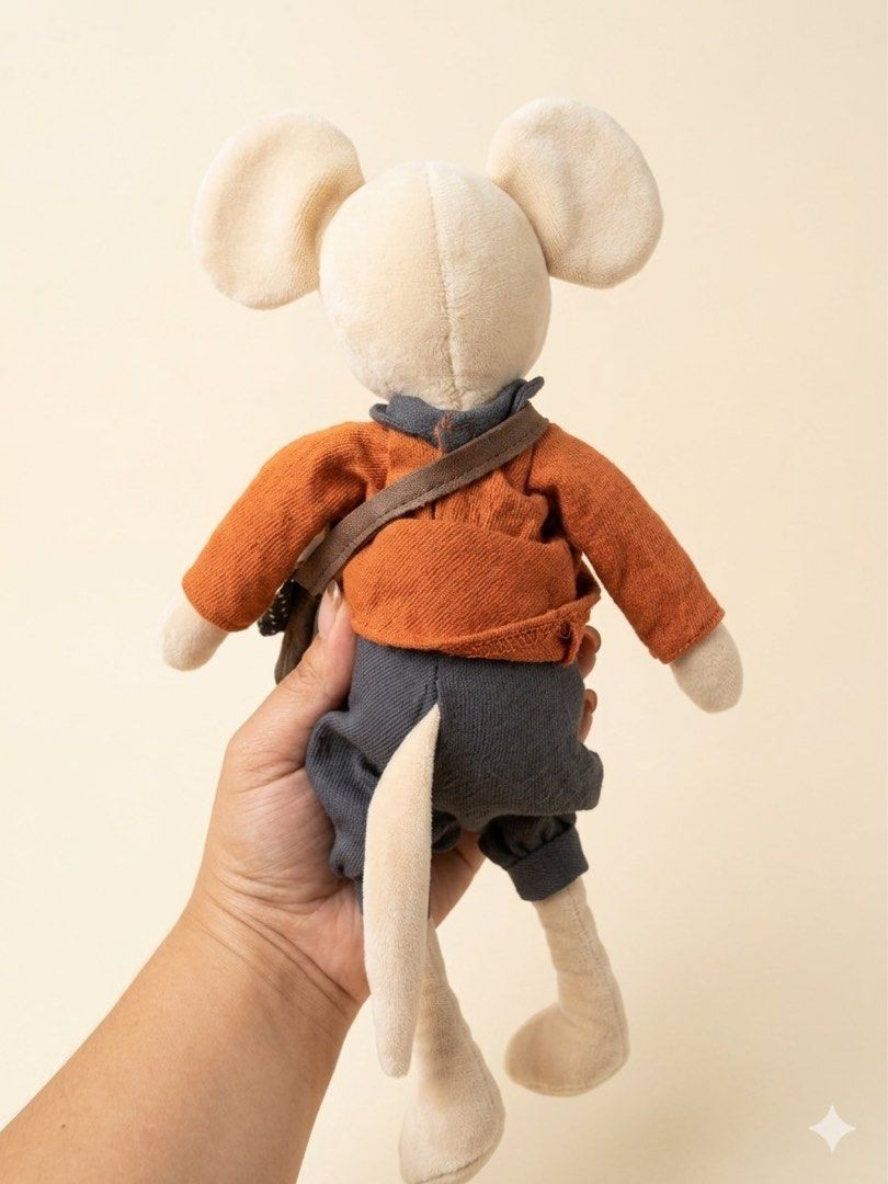 Jellycat Mouse Plush Toy with Bag (Category: Plushies & Soft Toys) located in Baguio. Submitted by cherylcaps95 (Listing ID 1460510122, Image 2). Description: - Adorable Jellycat mouse plush - Features an orange shirt and grey pants - Comes with a cute brown satchel bag - Ideal for Jellycat collectors - Makes a perfect gift - Exceptionally soft and cuddly - Ready to find its new home.