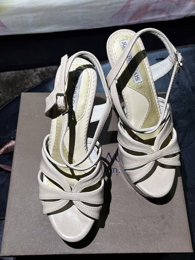 JOJO BRAGAIS Platform Strappy Heels Size 70 (Category: Heels) located in Paranaque City. Submitted by kwrntn111 (Listing ID 1460698765, Image 2). Description: - Brand: Jojo Bragais - Style: Platform Heels - Color: Beige Patent - Features: Strappy design, ankle buckle, platform sole - Heel Height: 70mm - Occasion: Great for dressing up.