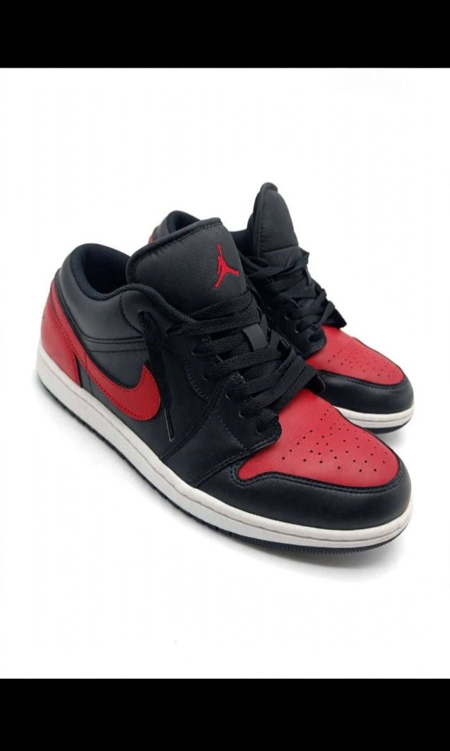 Jordan 1 Low Bred Toe US10 - RUSH TONIGHT 2800 (Category: Sneakers) located in General Trias. Submitted by chillax256 (Listing ID 1460689555, Image 1). Description: RUSH TONIGHT - Jordan 1 Low Bred Toe Size US 10 / EUR 44 / 28cm Condition 8.5/10 - good pa, need linis lang No issue, makapal pa outsole 2.3 rush tonight only GenTri Cavite - can Lalamove tonight / J&T tomorrow.