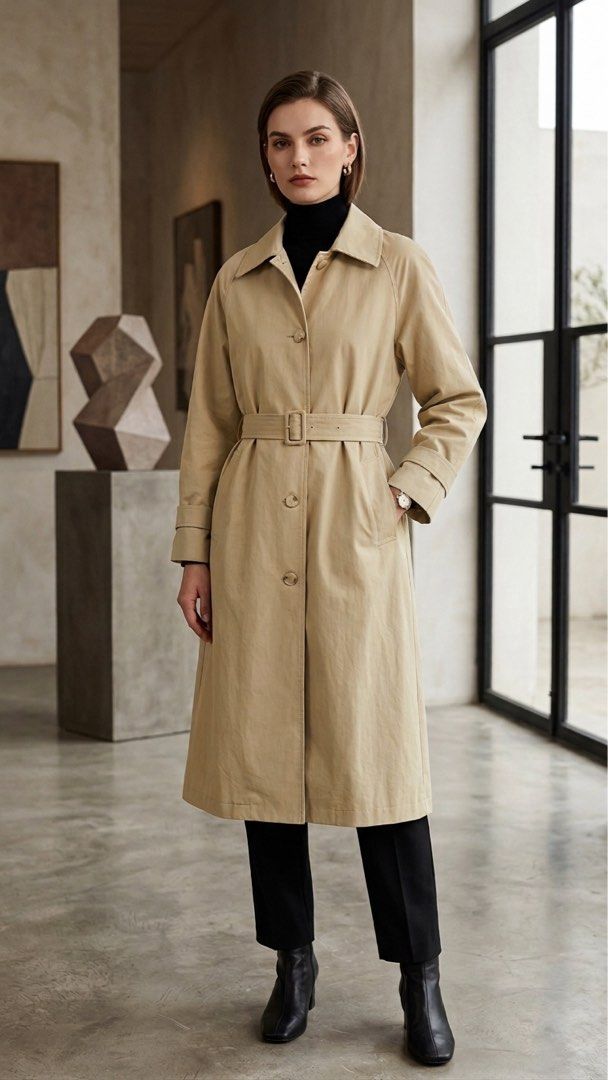 Khaki Light denim Coat brown (Category: Coats, Jackets and Outerwear) located in Manila. Submitted by morningthrifters (Listing ID 1460660165, Image 1). Description: This is from korea Good as new Khaki brown color With belt No flawas Can fits up to medium size.