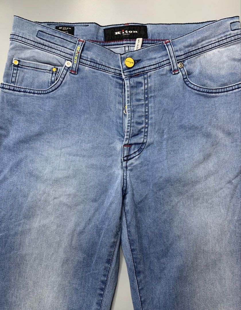 Kiton (Category: Jeans) located in Binan City. Submitted by disqualified_but_undefeated (Listing ID 1460660485, Image 2). Description: Kiton Napoli Washed Buttoned Denim Pants Mens Slim Fit Size- 32 on tag Waistline- 32 inches Length- 37.5 inches Aprox Mesurements in Cm Thigh- 25 cm Knee- 21 cm Waist- 40 cm Inseam- 67 cm Leg opening- 16 cm Front Rise- 25 cm In Good Condition Please Check Detailed Photos Posted For Your Reference Thankyou! • Kiton