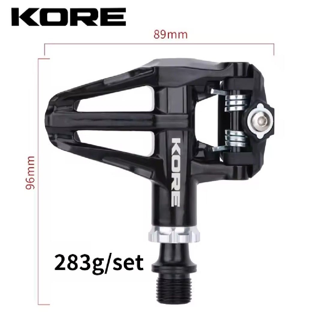 KORE Road Pedals Aluminium Easy Locking (Category: Bicycles) located in Quezon City. Submitted by xjoelouise (Listing ID 1460588021, Image 2). Description: - Lightweight aluminum construction - Easy to clip in and out - Includes cleats and all necessary screws - Weighs only 283g per set - Pedal dimensions: 89mm x 96mm.