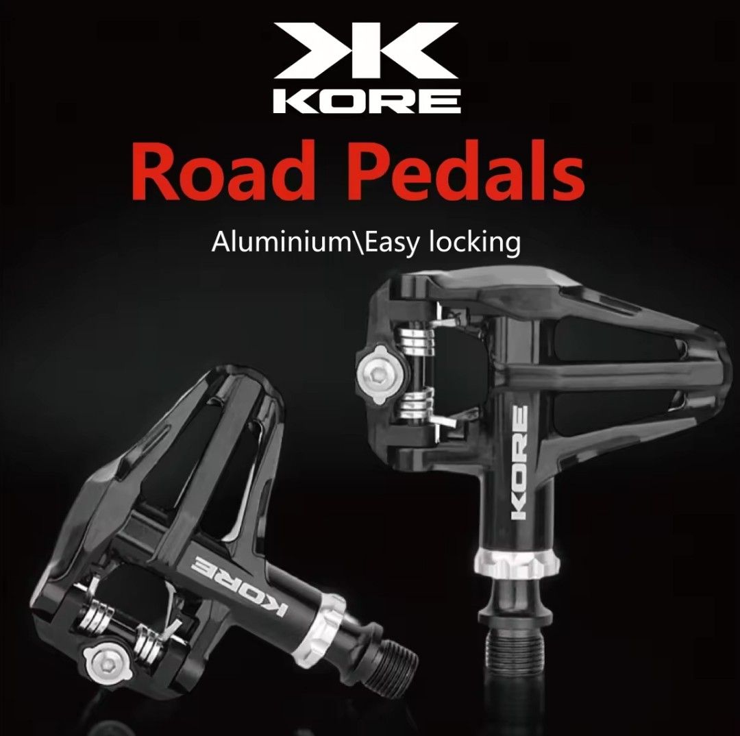 KORE Road Pedals Aluminium Easy Locking (Category: Bicycles) located in Quezon City. Submitted by xjoelouise (Listing ID 1460588021, Image 1). Description: - Lightweight aluminum construction - Easy to clip in and out - Includes cleats and all necessary screws - Weighs only 283g per set - Pedal dimensions: 89mm x 96mm.