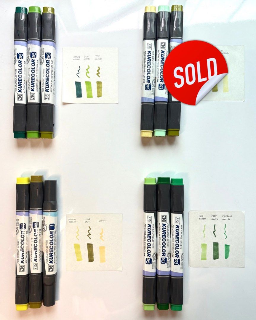 KURE COLOR MARKERS (Category: Craft Supplies & Tools) located in Manila. Submitted by designgarage.p (Listing ID 1460582654, Image 1). Description: Selling as a set of 3 markers: ₱190 Most colors are unused, while some were only slightly used during the board exam since I preferred using watercolor for my renderings..