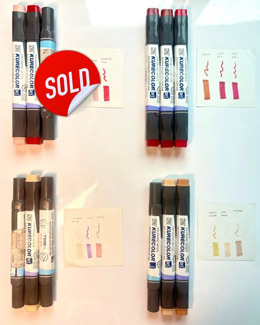 KURE COLOR MARKERS (Category: Craft Supplies & Tools) located in Manila. Submitted by designgarage.p (Listing ID 1460582654, Image 3). Description: Selling as a set of 3 markers: ₱190 Most colors are unused, while some were only slightly used during the board exam since I preferred using watercolor for my renderings..
