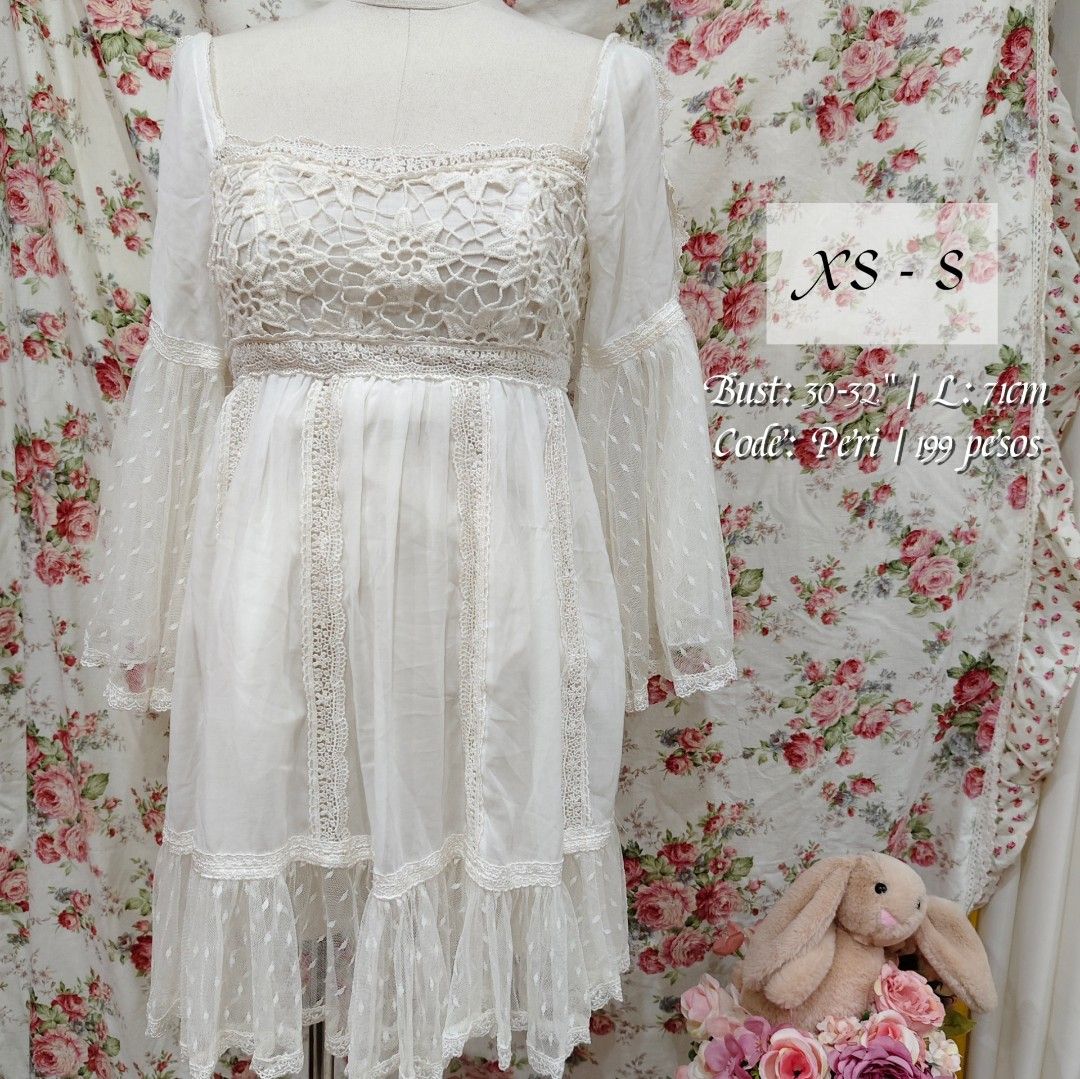 Lace Flowy Mini Princess Dress (Category: Dresses) located in Cabanatuan. Submitted by curated_cozy (Listing ID 1460627206, Image 1). Description: Thrifted! with side zipper Size: XS-S Bust: 30-32" Length: 71cm -Lightly Washed -Payment thru Gcash, Gotyme, MariBank -Shipping via J&T -Buyer shoulders Shipping Fee ‼️No Rush Order‼️ [SKU: PSS2 ].