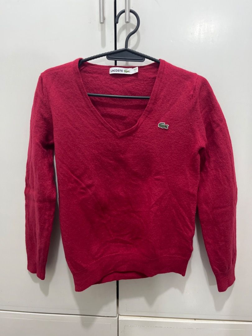 Lacoste Red V-Neck Long Sleeve Sweater (Category: Longsleeves) located in Santiago. Submitted by evrythngulove (Listing ID 1460532286, Image 1). Description: .