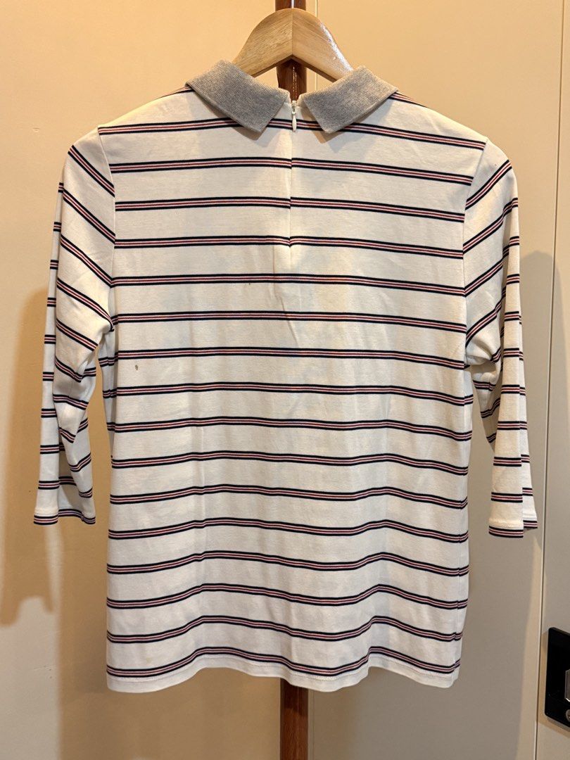 Lacoste Striped Interlock Double-Face (Sz. L) (Category: Shirts) located in Candaba. Submitted by beyondcollection (Listing ID 1460682002, Image 2). Description: - may dumi lang sa back part - large women - ganda nito - 9/10.