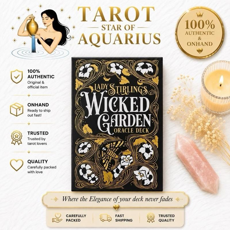 Lady Stirling’s Wicked Garden Oracle Deck (Category: Religious Items) located in Bacoor. Submitted by tarotstarofaquarius (Listing ID 1460698454, Image 1). Description: ✨ Step into the mysterious beauty of the garden with the Lady Stirling’s Wicked Garden Oracle Deck 🌙🖤 A stunning deluxe oracle set featuring: 🌿 32 gold foil-accented oracle cards 📖 Full-color guidebook & storybook 🦋 Gorgeous gothic-inspired artwork 🔮 Perfect for intuitive re