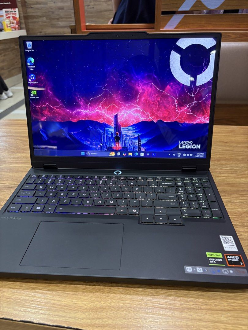 Lenovo Legion Gaming Laptop (Category: Laptops & Notebooks) located in San Pedro. Submitted by yowyow123 (Listing ID 1460509722, Image 2). Description: - Lenovo Legion Laptop - Ideal for Gaming & Everyday Use - NVIDIA GeForce RTX Graphics - AMD Ryzen Processor - Backlit Keyboard SPECIFICATIONS: - Ryzen 7 260 - Rtx 5060 - Ram 24GB - Rom upgraded to 1.5 Tb - Still under warranty October 2025 Bought INCLUSION: - Lenovo gaming bag - Aula keyboard - A