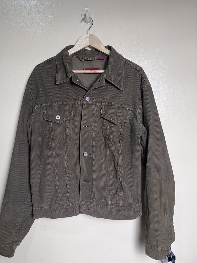 Levi's Corduroy Jacket Type III (Category: Coats, Jackets and Outerwear) located in Cagayan de Oro. Submitted by brickachu (Listing ID 1460682072, Image 1). Description: Levi’s Corduroy Jacket. Type III styling. bought on an instagram shop in 2024. haven’t used much. maybe 3 times total since then. condition is great. Sleeves are very long though, but looks cool with the cropped body. W: 23 L: 24.5 Sleeve Length: 27 buyer shoulders shipping fee. 