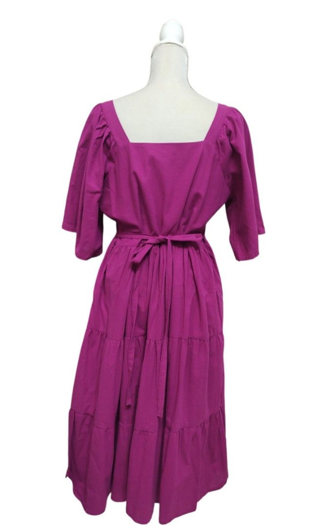 Linen Tiered Midi Dress (Category: Dresses) located in General Trias. Submitted by yjcollections (Listing ID 1460634424, Image 2). Description: Material: Linen Color: Magenta Size: Can fit from Large - 2XL Description: With two side pockets and straps. (**Can be worn either V-neck or Square Cut) ________________________________________________________ Location: General Trias, Cavite Mode of payment: GCash Shipping: 🚚LBC (Shipping fee will depend