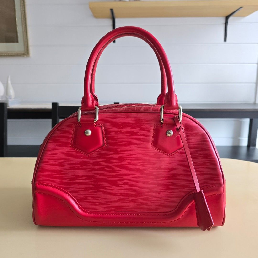 Louis Vuitton Bowling Montaigne PM Epi Red (Category: Luxury Bags & Wallets) located in Paranaque City. Submitted by portodimoda (Listing ID 1460573859, Image 1). Description: AUTHENTIC AND AVAILABLE!!! It has some signs of usage. interior needs cleaning NO INCLUSIONS .