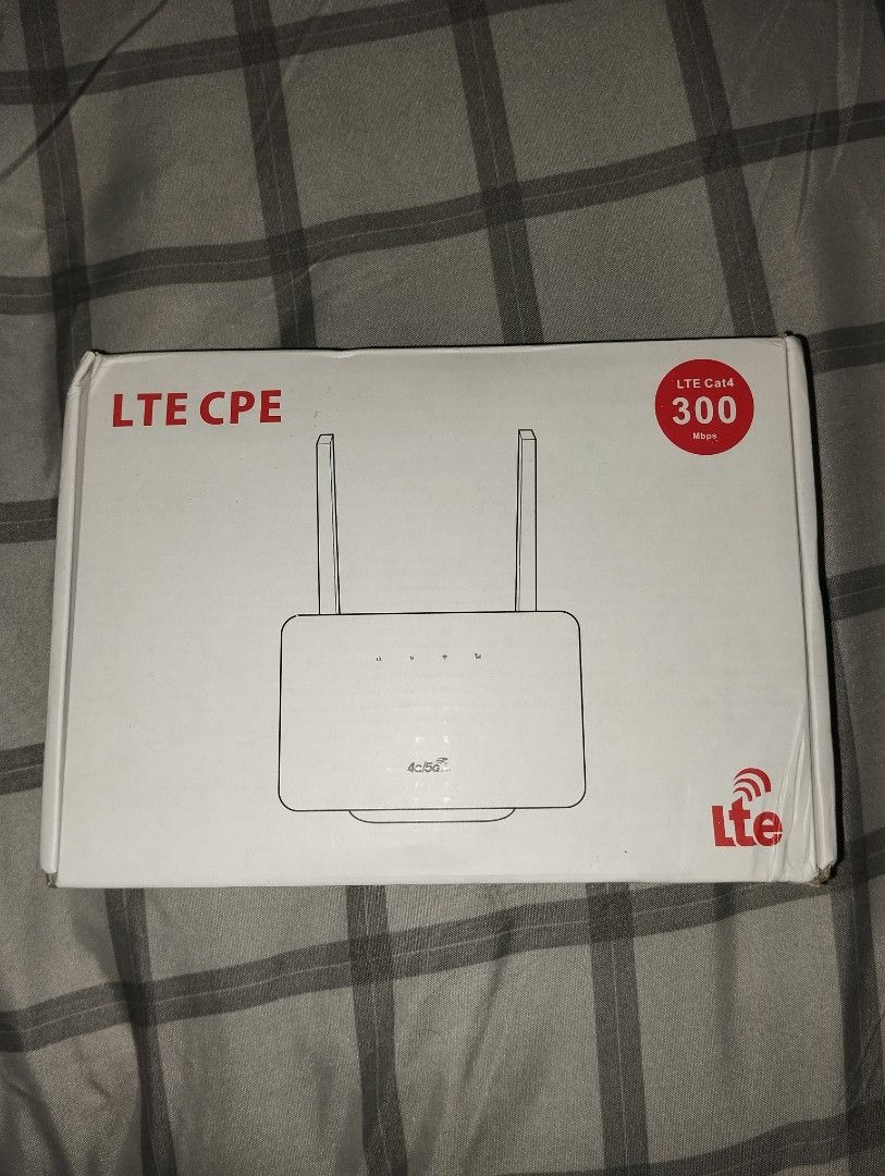 LTE CPE 300 Router with Power Adapter and LAN Cable (Category: Networking) located in Naga. Submitted by justcallmerain (Listing ID 1460509186, Image 1). Description: - LTE CPE 300 Router - Includes power adapter and yellow LAN cable - Original box included - Ideal for home or office internet setup - Easy to connect and use - Ensures a reliable internet connection for back up - Open to all network .