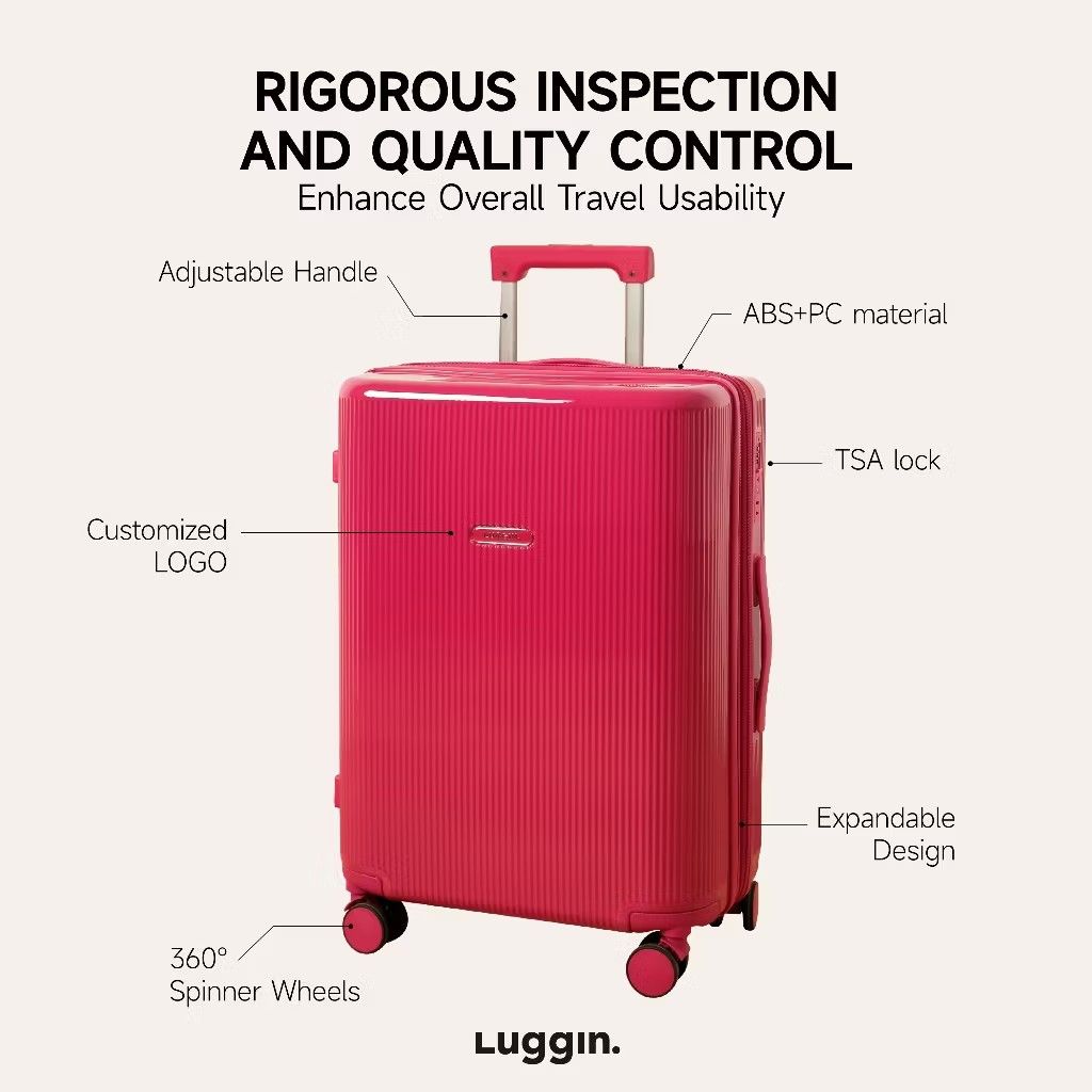 Luggin luggage Ruby 24inch (Category: Luggage) located in Mandaluyong City. Submitted by js_1018 (Listing ID 1460590895, Image 1). Description: Luggin | LINE SERIES Ultra-light Large-capacity Expanable Zipper TSA Lock Travel Luggage/Suitcase 24" size and weight - 24" (46.5*28.5*67 cm)( 3.9kg) ruby magenta zipper expandable brandnew (not used at all) ordered from orange app issue: scratches around the body (not affecting its function) rfs: extra l