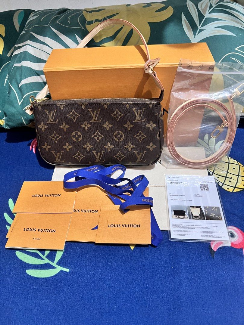 Lv Pochette Accessories shoulder bag (Category: Luxury Bags & Wallets) located in Manila. Submitted by swiftrabbit_1b4093 (Listing ID 1460534192, Image 1). Description: -Authentic lv -brown -Monogram canvas -leather top handle -gold-tone hardware -top zip fastening -internal logo patch Condition: EXCELLENT. This previously owned item is in near-perfect condition with no signs of damage or use..