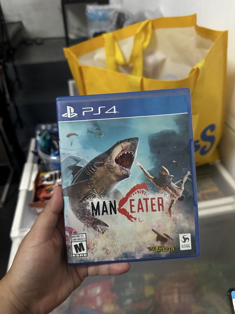 Maneater PS4 / PS5 Game (Category: PlayStation) located in Cavite. Submitted by debbieafrica (Listing ID 1460714355, Image 1). Description: - Game: Maneater - Platform: PlayStation 4 - Genre: Open-world action - Role: Play as a shark - Gameplay: Explore waters, evolve into the ultimate predator - Rating: M for Mature.