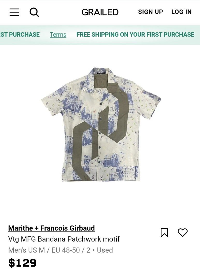 Marithe + Francois Girbaud MFG Bandana Patchwork (Category: Tshirts & Polo Shirts ) located in Naga. Submitted by secondspinv2 (Listing ID 1460507767, Image 2). Description: Marithe Francois Girbaud MFG Bandana Patchwork ✅Size: L ✅Width: 21 ✅Length: 28.5 ✅Color Rate: 9/10 ✅Issue: Minimal Stain ✅Need Wash ✅Location: Bicol Naga City, Camarines Sur ✅Courier: J&T Express/Flash Express ✅MOP: Gcash only.