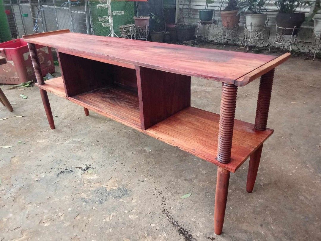 MCM TV Stand (Category: TV Consoles) located in Rizal. Submitted by mommykiee (Listing ID 1460512385, Image 3). Description: MCM TV stand Made of narra wood Size: L60 W13 H26inch Stripped & varnished.