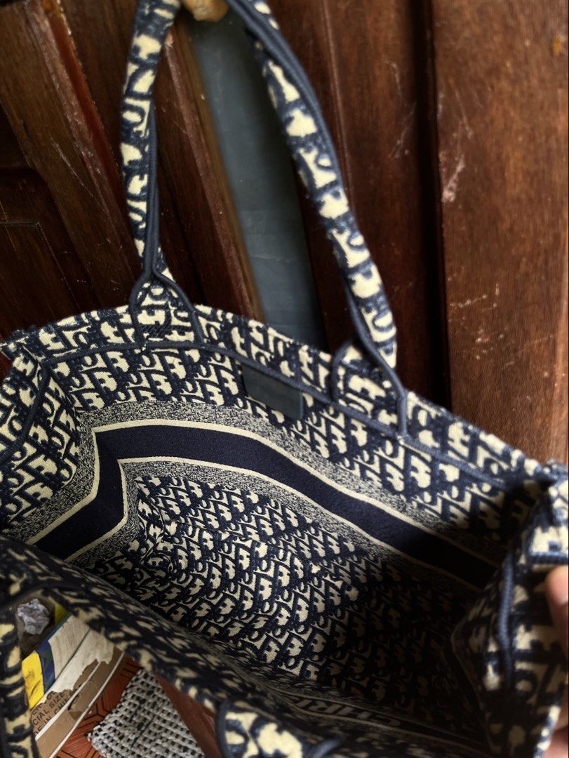 Medium Dior Book Tote Ecru and Blue (Category: Luxury Bags & Wallets) located in Davao. Submitted by rel18 (Listing ID 1460521644, Image 3). Description: Dior Oblique Embroidery Medium Book tote Ecru and Blue Canvas 14” x 10.5” Price Or Best Offer .
