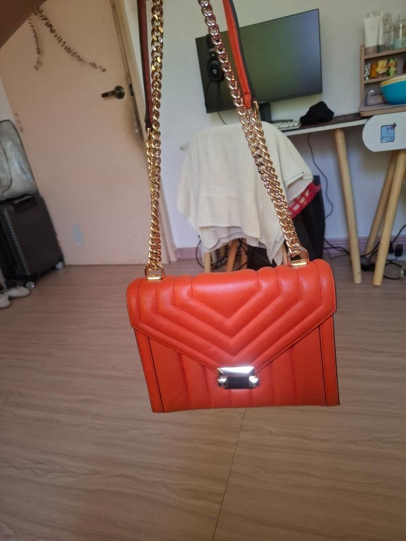 Michael Kors Orange Quilted Leather Chain Shoulder Bag (Category: Luxury Bags & Wallets) located in Manila. Submitted by isellforu423 (Listing ID 1459499663, Image 3). Description: Michael Kors Whitney Quilted Leather Shoulder Bag orig no papers you can check.