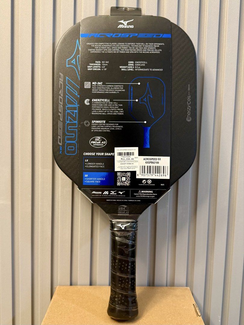 Mizuno Acrospeed SX Pickleball Paddle (Category: Racket and Ball Sports) located in Manila. Submitted by dr.sheldon (Listing ID 1460679256, Image 2). Description: - Mizuno Acrospeed SX pickleball paddle - Carbon composite construction for power and control - EnergyCell honeycomb core for a lightweight feel - SpinKote surface for enhanced spin - Shorter handle and square face design - USA Pickleball approved Brand New is 11,990 .