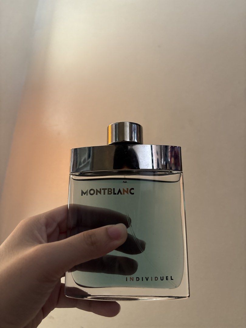 Mont Blanc Individuel 75mL (Category: Fragrance & Deodorants) located in Manila. Submitted by mjmtria (Listing ID 1460560292, Image 1). Description: Top notes are Lavender, Cinnamon, Pineapple, Juniper Berries, Mint, Bergamot, Rosemary, Cardamom and Coriander; middle notes are Orange Blossom, Violet, Geranium and Jasmine; base notes are Raspberry, Vanilla, Sandalwood, Dark Chocolate, Musk, Amber, Patchouli, Vetiver and Oakmoss..