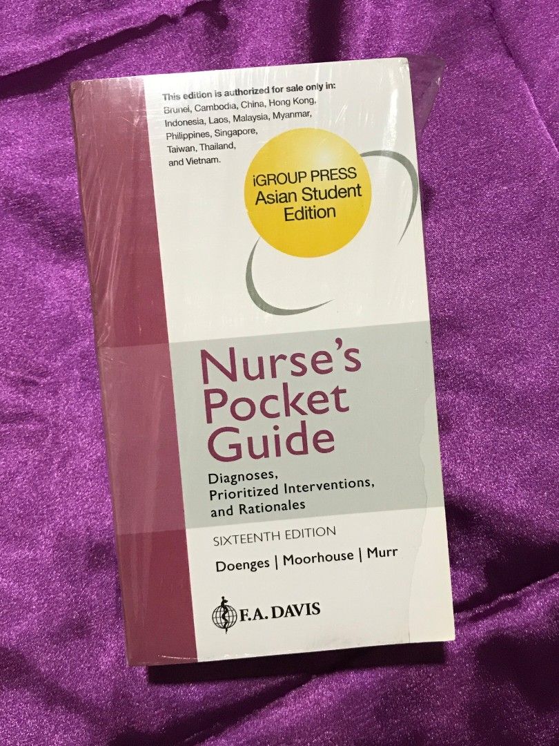 NANDA Nurse's Pocket Guide 16th Edition (Category: Textbooks) located in Manila. Submitted by i01001010 (Listing ID 1460698427, Image 1). Description: NANDA Nurse's Pocket Guide 16th Edition ORIGINAL. NOT REPRINT BRAND NEW. NEVER BEEN USED. STOCKED ₱ 850 - Negotiable - Nurse's Pocket Guide, 16th Edition - Ideal reference for nursing students.