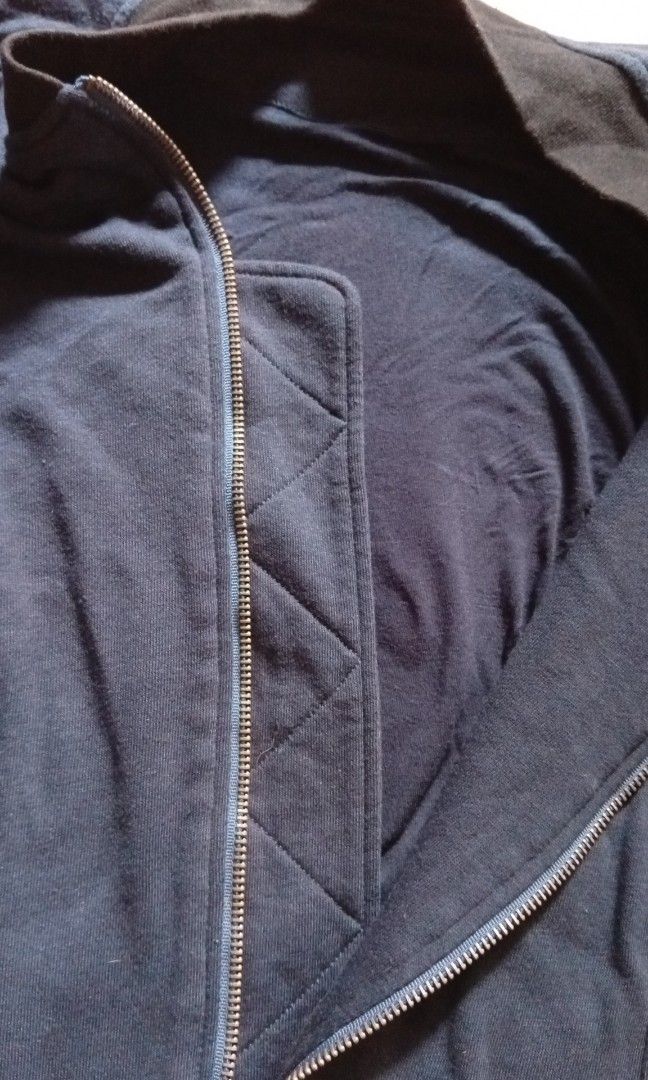 Navy Blue Zipper Jacket (Category: Coats, Jackets and Outerwear) located in Quezon City. Submitted by jojoleen28 (Listing ID 1460565630, Image 3). Description: Thick material, full inner layer. Soft cotton, stretch fabric. Measurements: Width 22" to 25" Length 25" Sleeve length 25" #Christmas2026.