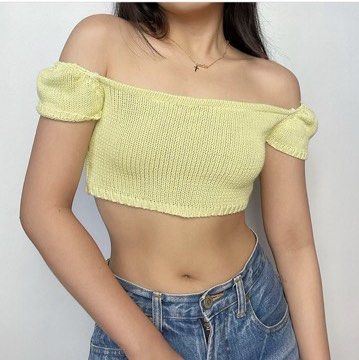 Neon Green Crochet Off Shoulder Top (Category: Others Tops) located in Quezon City. Submitted by danalou (Listing ID 1460643766, Image 1). Description: size small bust: 32"-34" can be used as a bikini/swimsuit cover up.