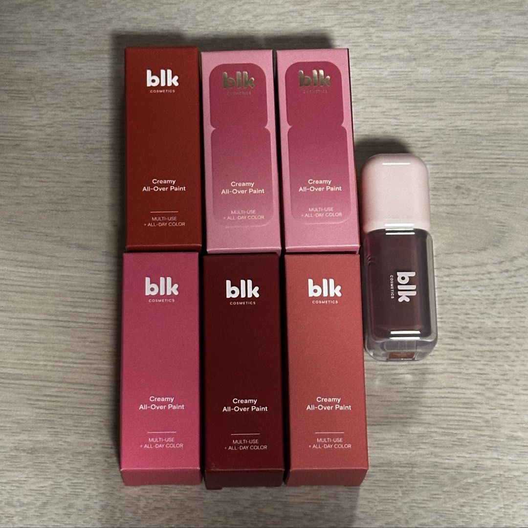 NEW BLK Cosmetics Creamy All-Over Paint (Category: Makeup) located in Quezon City. Submitted by gg.finds (Listing ID 1454864361, Image 1). Description: - brand new, orig price is 399 each, selling for 250 each but discounted if more than one - multiuse for blush, lips, and eyes - pigmented and blendable, long lasting - shades: ✅ UBE HAZE ✅ BEACH ❌ PALM SPRINGS ✅ SUNSET PEACH ✅ POOLSIDE ✅ VERY BERRY - rfs: decluttering.