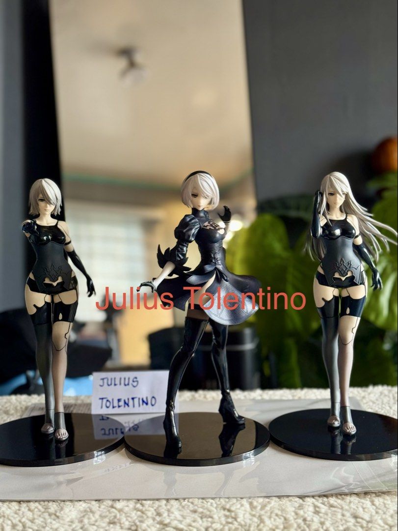 Nier Automata 2B & A2 Figures Set (Category: Figurines & Statues) located in Baguio. Submitted by jctolentino (Listing ID 1460542323, Image 1). Description: - Set of 3 Nier Automata figures. Individual sales available. Negotiable, shoot your shot, tell me your buying price baka pumayag ako. - IK and SQEX Statuette 2B goggles off, A2 Long and Short Hair. - 9S available too, pm if you want the set of 4. Nitpickers issue shown on pics. No clam, with