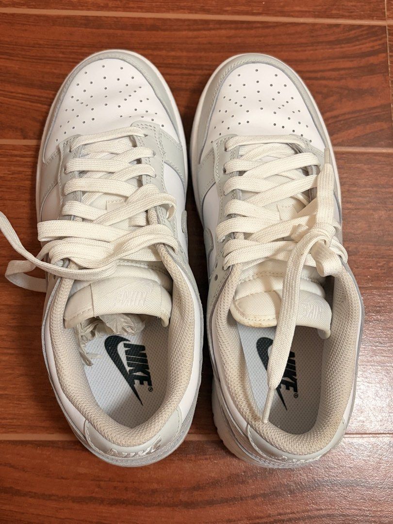Nike Dunk Low White Grey (Category: Sneakers) located in Bulacan. Submitted by ar13lmariano (Listing ID 1460566576, Image 2). Description: - Classic Nike Dunks - Clean white and grey colorway - Low-top silhouette - White laces - Nike logo on insoles - Great for everyday wear - Selling as they are not frequently used - used it for like 3-4 times only - womens 8.