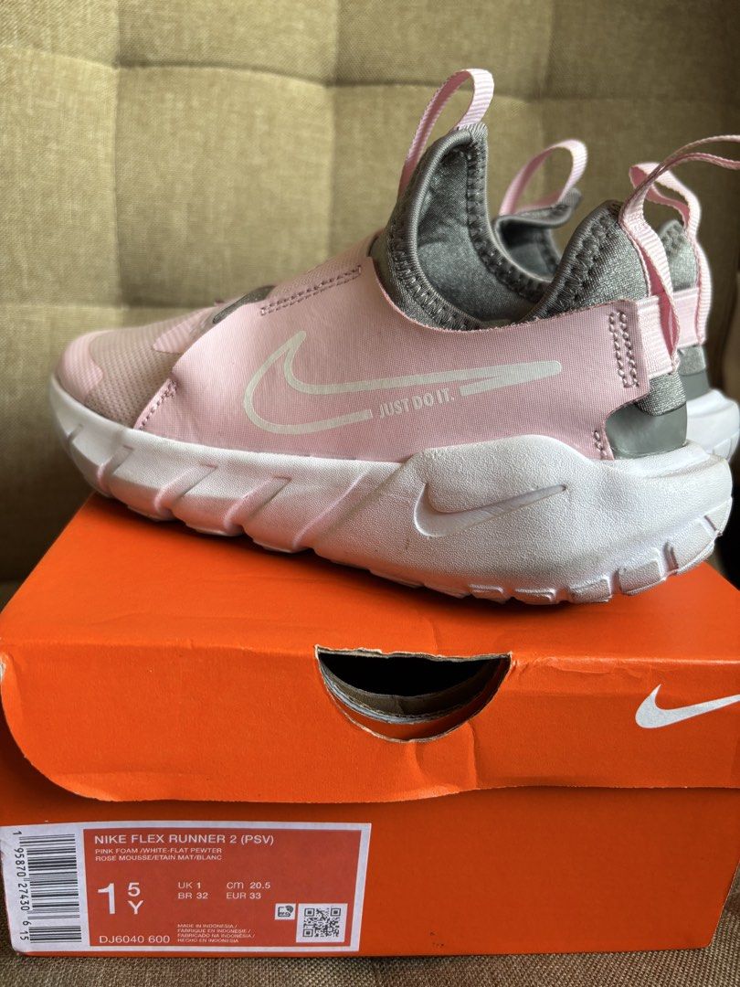 Nike Flex Runner 2-Pink (Category: Babies & Kids Fashion) located in Muntinlupa City. Submitted by avaavaavaava (Listing ID 1460566922, Image 3). Description: Nike Flex Runner 2-Pink Color: Pink Size: See last photo With original box Free: UnderArmour Cap (for 4-7yrs old) Sandugo Slippers (size 38).