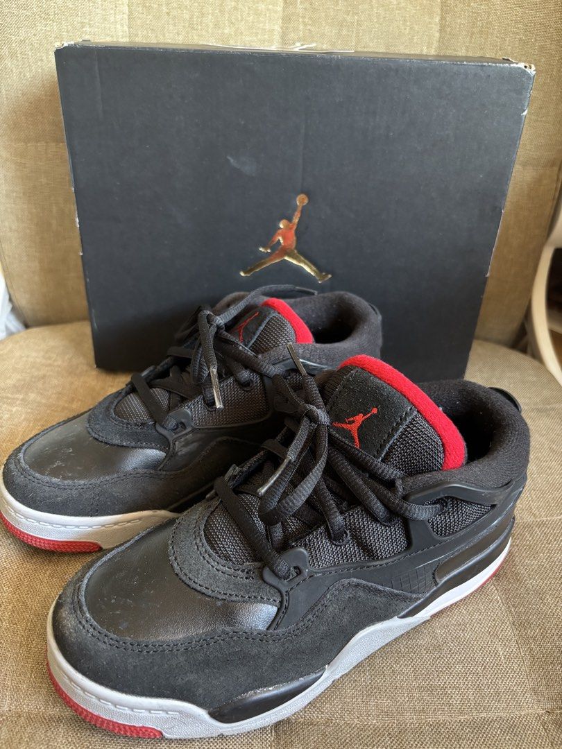 Nike Jordan 4 RM (Category: Babies & Kids Fashion) located in Muntinlupa City. Submitted by avaavaavaava (Listing ID 1460569832, Image 1). Description: Nike Jordan 4 RM Color: Black Size: See last photo With original box With Jordan Sticker Free: UnderArmour Cap (for 4-7yrs old) Sandugo Slippers (size 38).