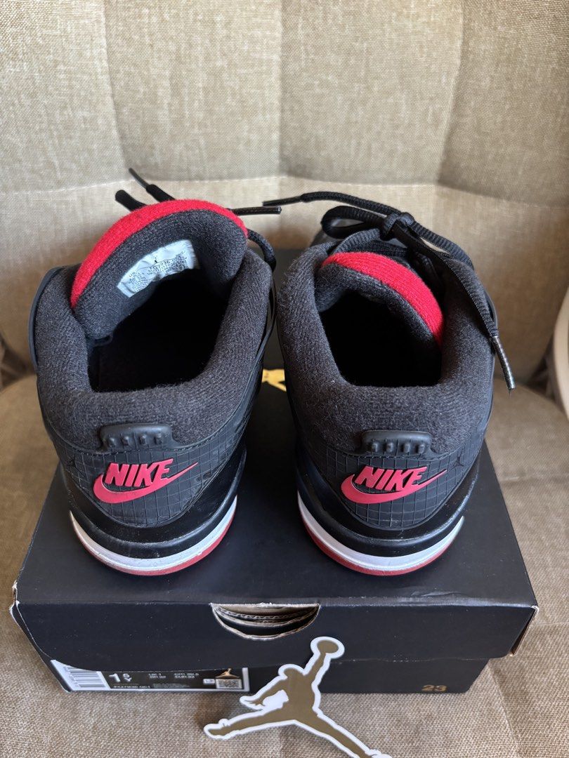 Nike Jordan 4 RM (Category: Babies & Kids Fashion) located in Muntinlupa City. Submitted by avaavaavaava (Listing ID 1460569832, Image 3). Description: Nike Jordan 4 RM Color: Black Size: See last photo With original box With Jordan Sticker Free: UnderArmour Cap (for 4-7yrs old) Sandugo Slippers (size 38).