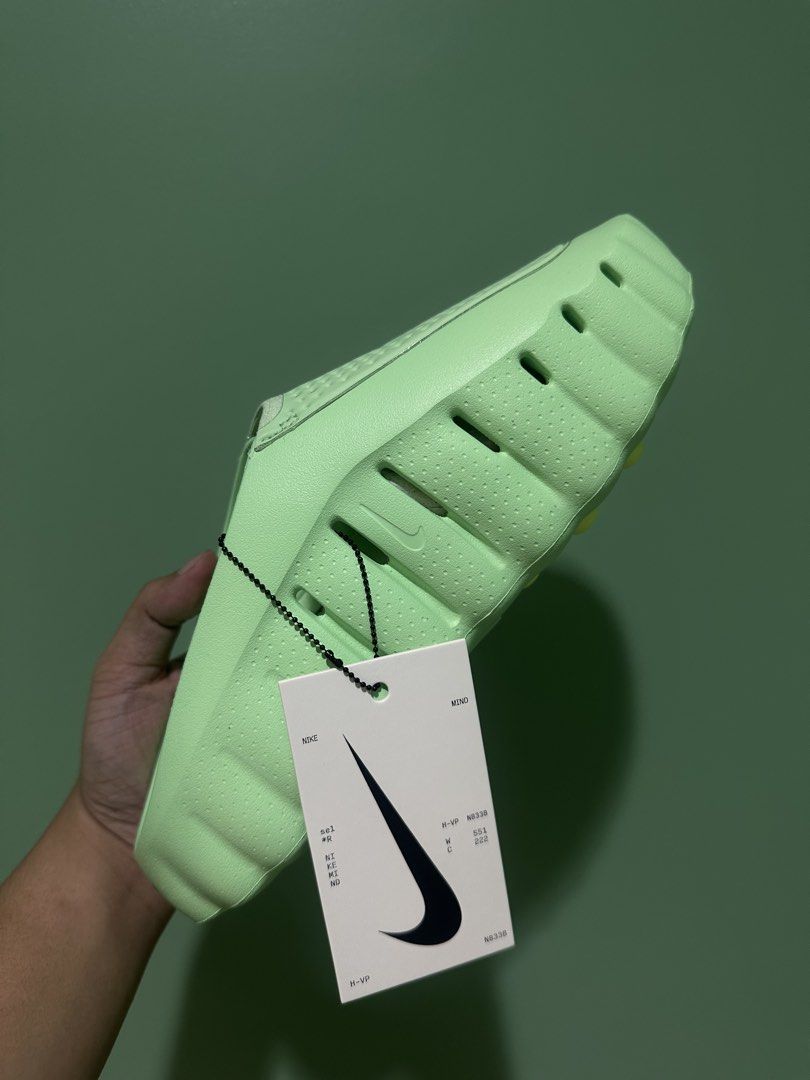 Nike Mind H-VP NB338 Slides Mint Green (Category: Slippers & Slides) located in Manila. Submitted by jared19 (Listing ID 1460550813, Image 1). Description: - Brand: Nike - Model: Mind H-VP NB338 - Color: Mint Green - Condition: Brand new with original tags attached - Features: Super comfy, perfect for casual wear or post-workout - Grab them now! Brand new with og box.