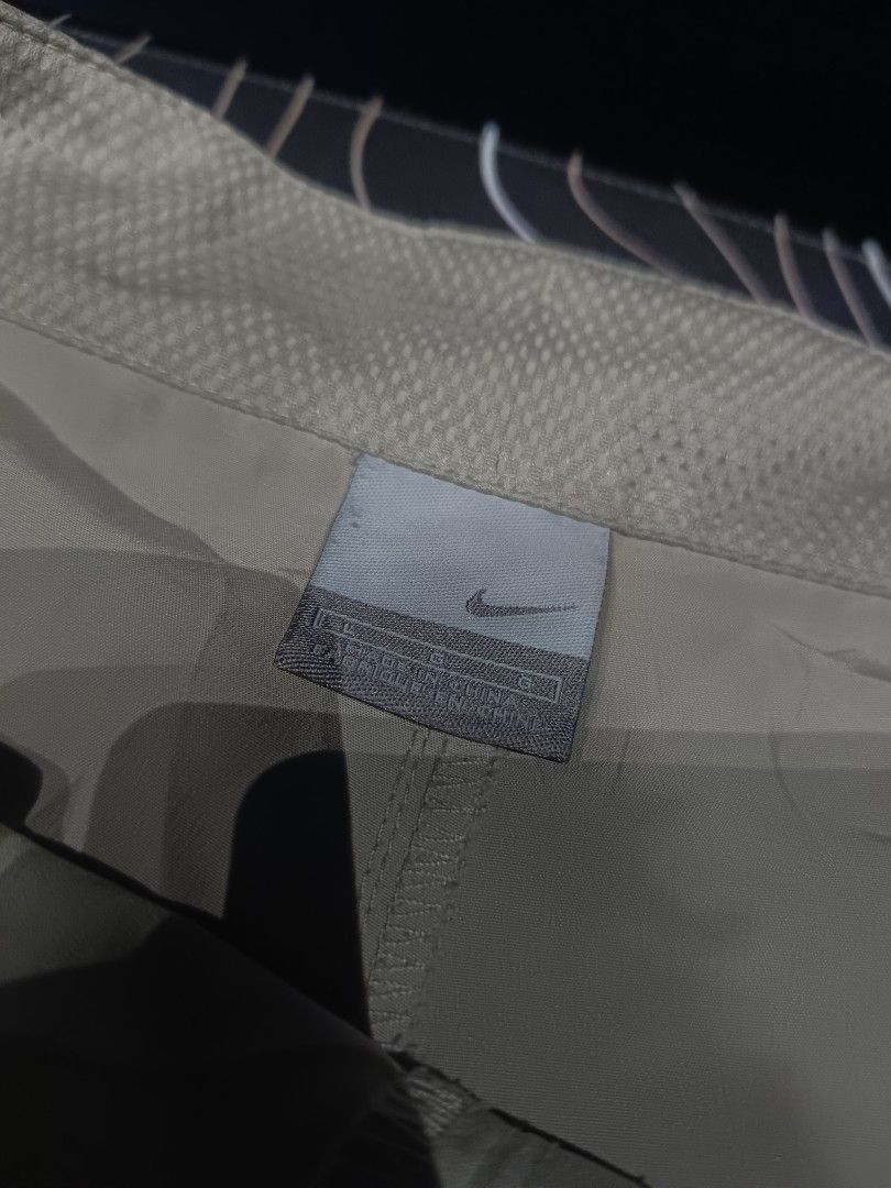Nike shorts (Category: Shorts) located in Baguio. Submitted by evthrfts36211 (Listing ID 1460659390, Image 3). Description: Nike Beige Shorts Brand: Nike Color: Beige / Khaki Style: Athletic / Casual Shorts Classic Nike Swoosh logo on the leg Elastic waistband with adjustable drawstring Front button and zip closure Two side pockets Blue-and-white stripe detail along the bottom hem Lightweight woven fabric Relaxed, comfortable fit Great for casual
