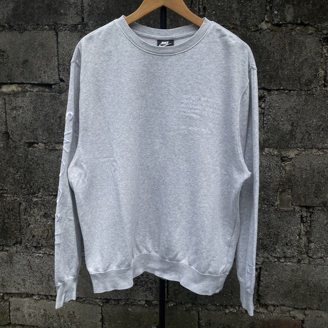 Nike Swoosh Crewneck (Category: Coats, Jackets and Outerwear) located in Urdaneta. Submitted by rthrift_shop19 (Listing ID 1460684690, Image 1). Description: Width: 24.5” Length: 27.5” Condition 9/10 Color Rate 9/10 Mode of Payment: Gcash, Gotyme, Bank Transfer Delivery via J&T Express.