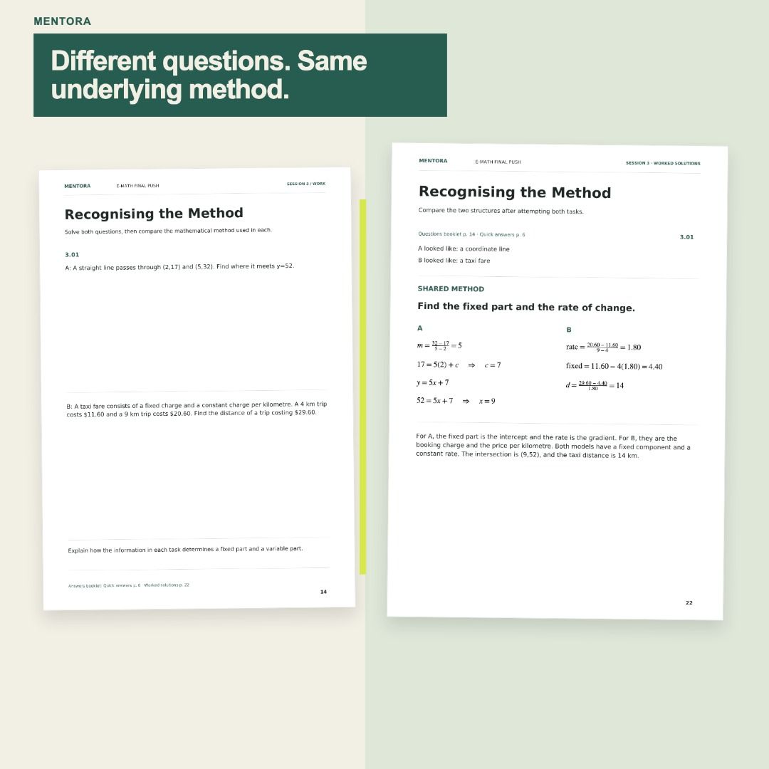 O Level E Math Final Push Revision Pack | Sec 4 G3 | Paper 1 & 2 Practice | Worked Solutions (Category: Assessment Books) located in Singapore. Submitted by studywithmentora (Listing ID 1460657192, Image 3). Description: Preparing for O-Level E-Math and already done topical worksheets, TYS or prelim papers? Mentora E-Math Final Push is a physical 2-booklet revision set for Sec 4 G3 students in the final stretch before O-Levels. Instead of giving 