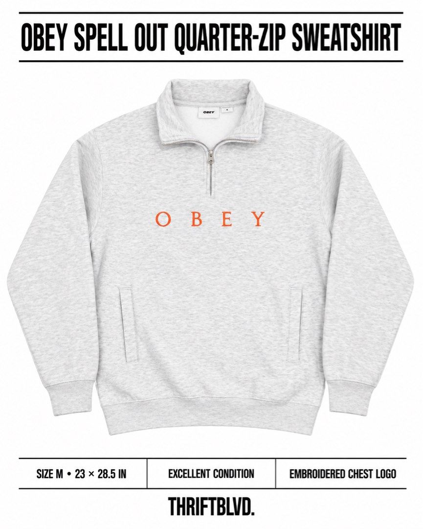 OBEY QUARTER ZIP (Category: Coats, Jackets and Outerwear) located in Bulacan. Submitted by thriftblvd. (Listing ID 1460682518, Image 1). Description: .