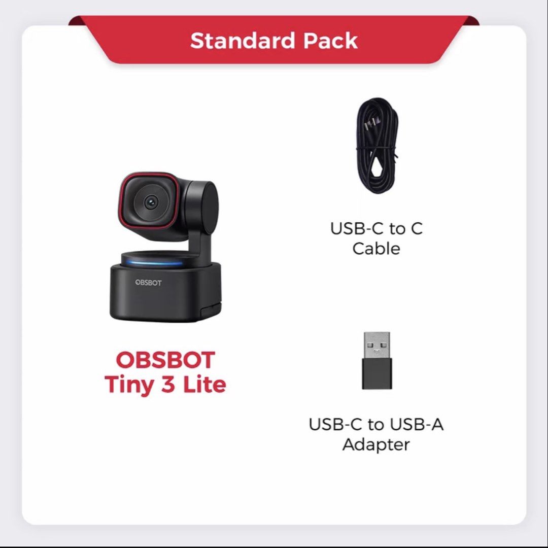 Obsbot Tiny 3 Lite (Category: Cameras) located in Wakaf Bharu. Submitted by netttt_ (Listing ID 1460694429, Image 1). Description: Baru lagi.
