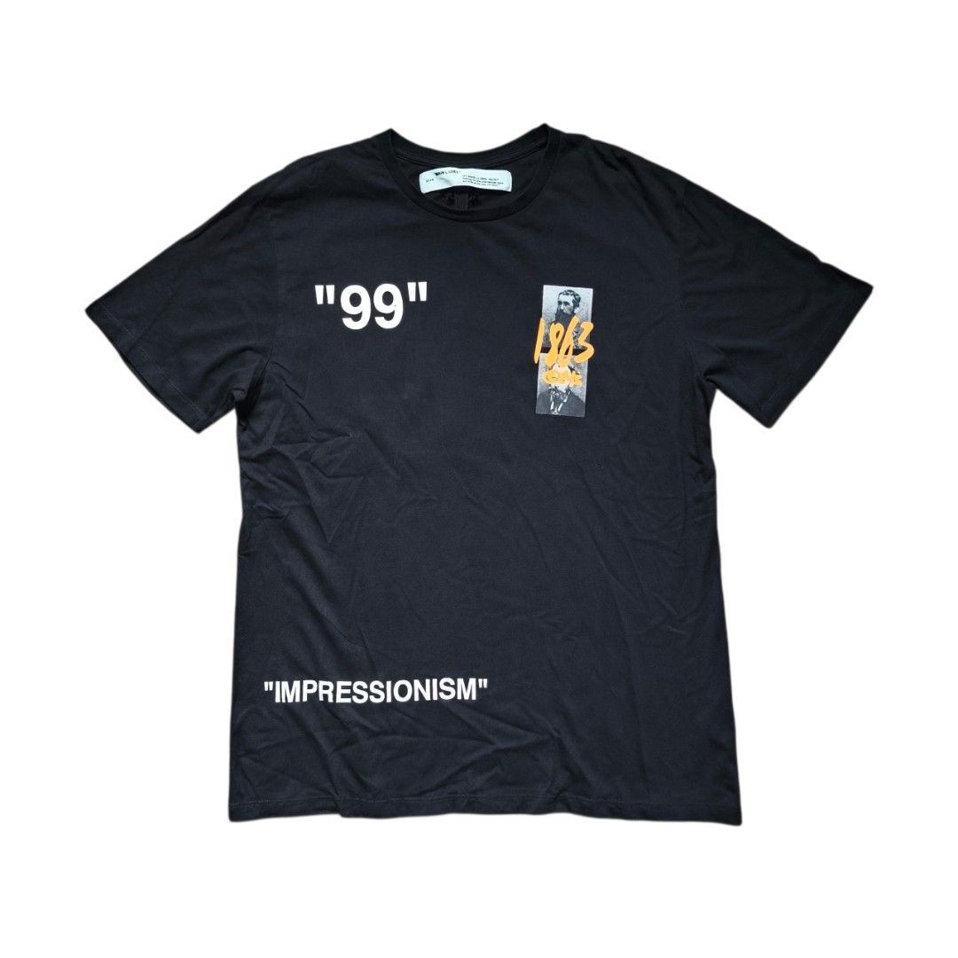 Off-White "Impressionism" Shirt (Category: Tshirts & Polo Shirts ) located in Antipolo. Submitted by soon2byours_ (Listing ID 1460531560, Image 1). Description: Dimensions (laid flat): ‎Pit to Pit: 23" ‎Length: 31¼" ‎[Large on tag] ‎ ‎Flaws: 1 pinhole (around back hem) & declared as off ‎Color Rate: 10/10 ‎Condition: ALMOST EXCELLENT ‎ ‎COLOR MAY VARY DUE TO LIGHTING!.