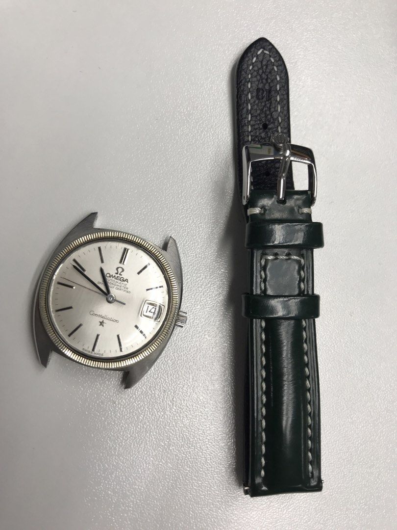 Omega 1970s Constellation Men Boy size vintage classic Rolex buckle （分類：手錶）位於 Hong Kong。 由 0202collarfan 提交（商品編號 1460524767，圖片 1）。簡介： With leather green colour strap Rolex Vintage buckle。