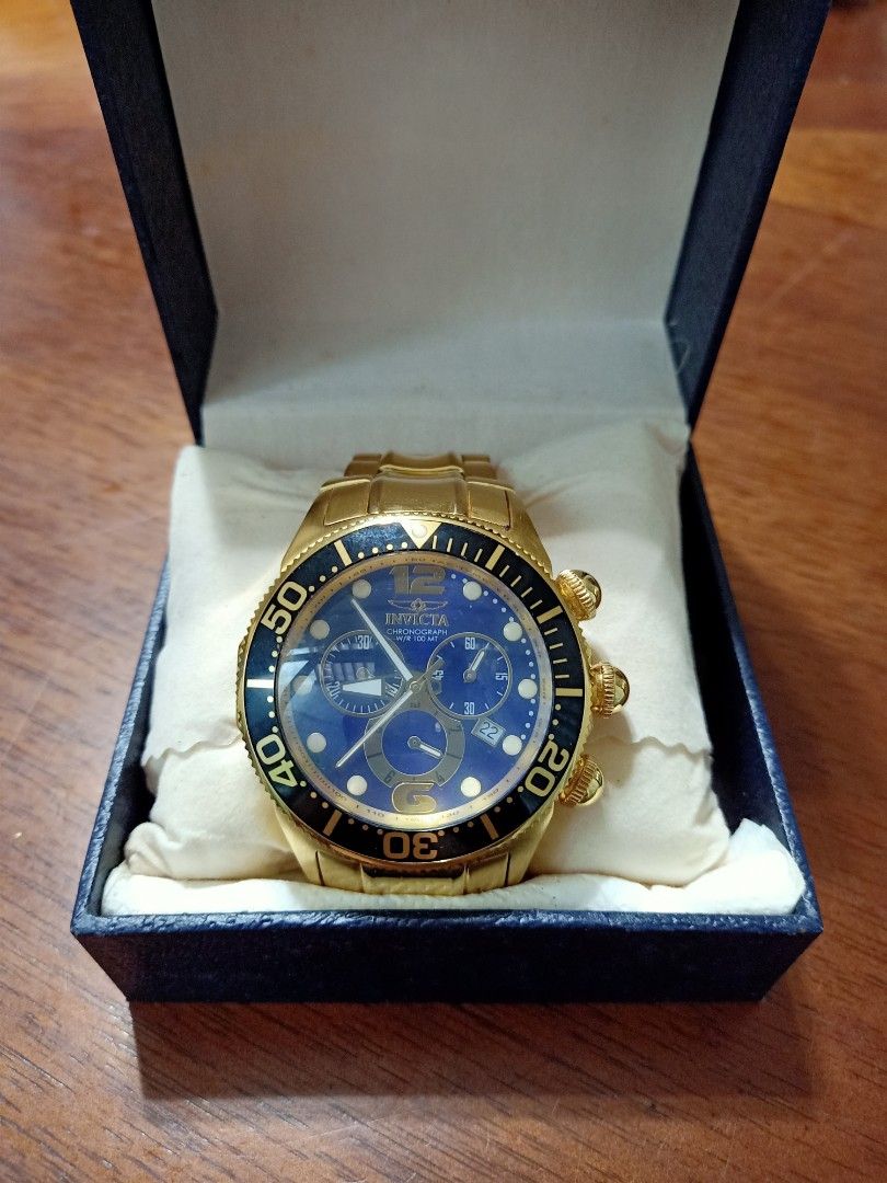 Original invicta chronograph big face watch for men (Category: Men's Watches) located in Binmaley. Submitted by fashionluxury058 (Listing ID 1460607036, Image 1). Description: original invicta chronograph big face watch for men almost new... big face watch color gold.