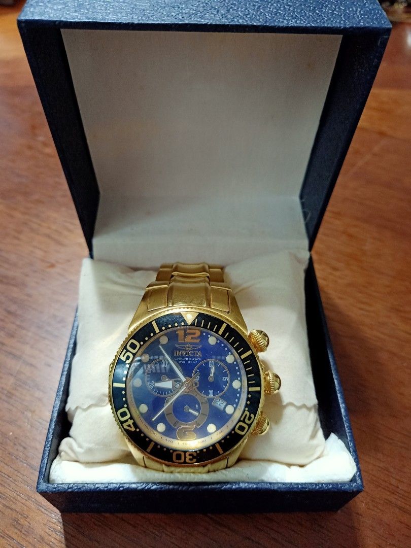 Original invicta chronograph big face watch for men (Category: Men's Watches) located in Binmaley. Submitted by fashionluxury058 (Listing ID 1460607036, Image 3). Description: original invicta chronograph big face watch for men almost new... big face watch color gold.